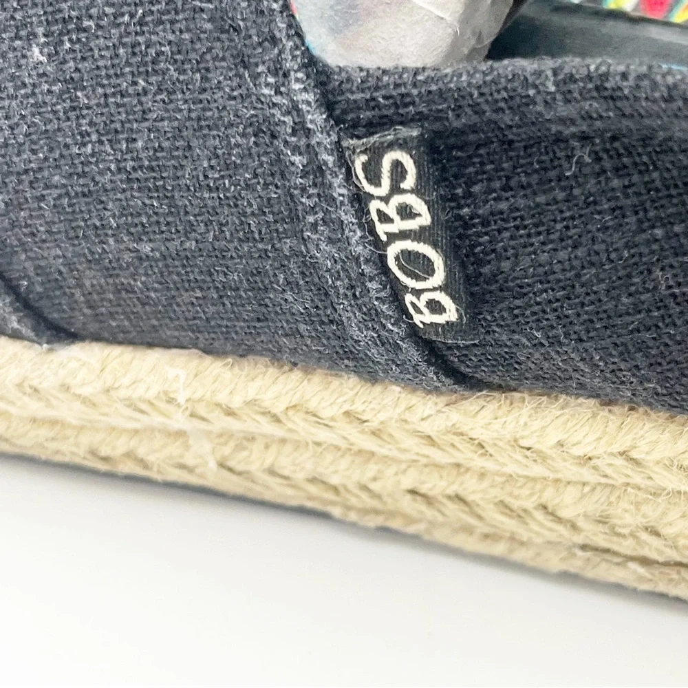 BOBS FROM SKECHERS Black Canvas Espadrilles Memory Foam Insole Slip On Shoes 7.5